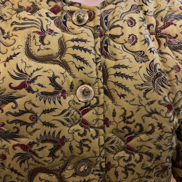 Smithsonian Institution Golden Print Quilted Jacket w/ Medallion Buttons sz S - Picture 2 of 6